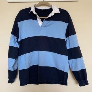 Blue Striped Rugby Polo Long Sleeve